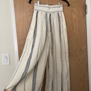 H&M | Striped Flowy Pants Off White/Blue Size XS